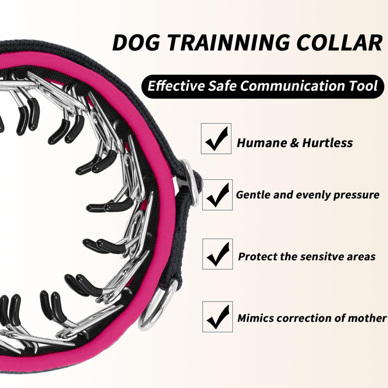 Martingale No Pull Dog Collar for Large Medium Small Dogs, Heavy Duty Nylon Reflective Adjustable Anti Pull Slip Collar with Buckle for Training Walking M Black Hot Pink M (15"-23" Neck, 1.5" Wide) - PawsPlanet Australia