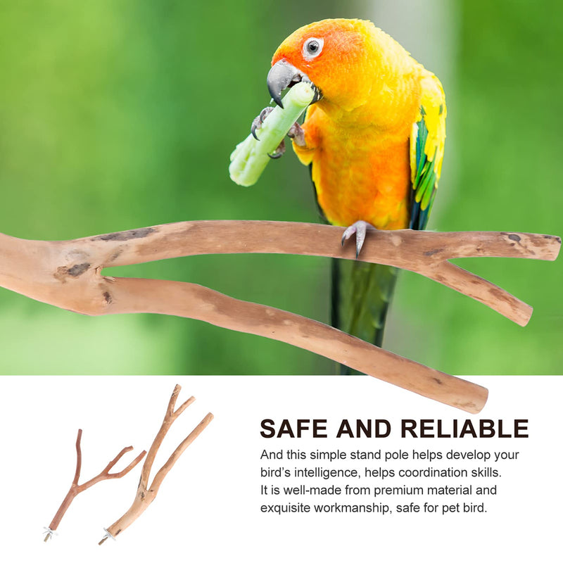 2pcs Bird Parrot Perch Stand Poles, Natural Wooden Parrot Perch for Cage, Branches Fork Rod for Small Parakeets Cockatiels Conure Lovebirds Bird Cage Accessories - PawsPlanet Australia