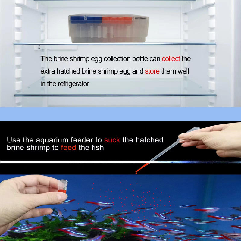 brine Shrimp Egg Dispense Storage Bottle kit for brine Shrimp Hatchery with 50 brine Shrimp Egg Collection Bottles,Bottles Holder,3 Aquarium feeders,2 Automatic Feeding Bottles,Collecting net - PawsPlanet Australia
