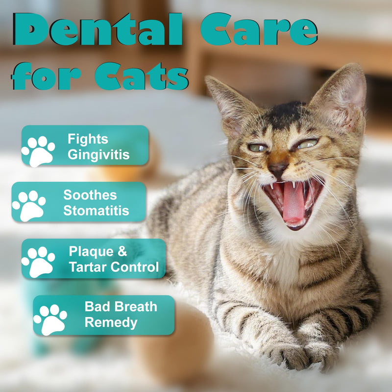 Cat Dental Care, Bad Breath, Stomatitis & Gingivitis Treatment for Cats, Cat Gum Disease Treatment, Cats Oral Health for Teeth, Gums, Mouth and Tartar, 400 Tiny Tablets - PawsPlanet Australia