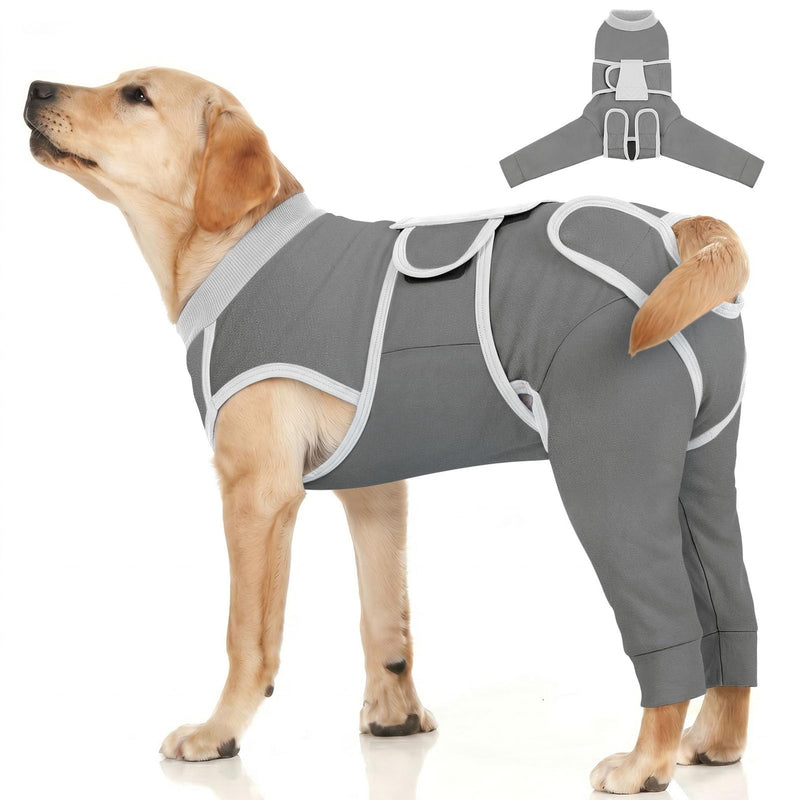 Queenmore Dog Recovery Suit for Rear Legs, Soft Comfortable Dog Shirt to Prevent Licking, Recovery Suit for Dogs, Back Leg Wound Protection After Surgery, Grey XL X-Large