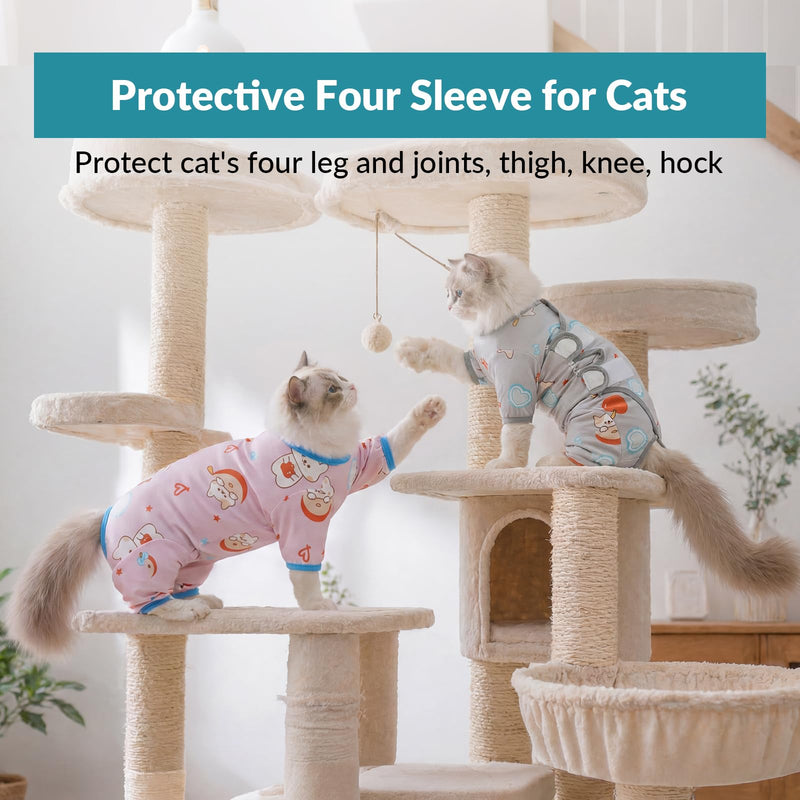 ROZKITCH Surgery Suit for Cats Female After Spayed, Breathable Cat Spay Recovery Suit for Belly Abdominal Wounds Anti-Licking Stops Wound Licking After Surgery, Purple M M(Back Length:11")