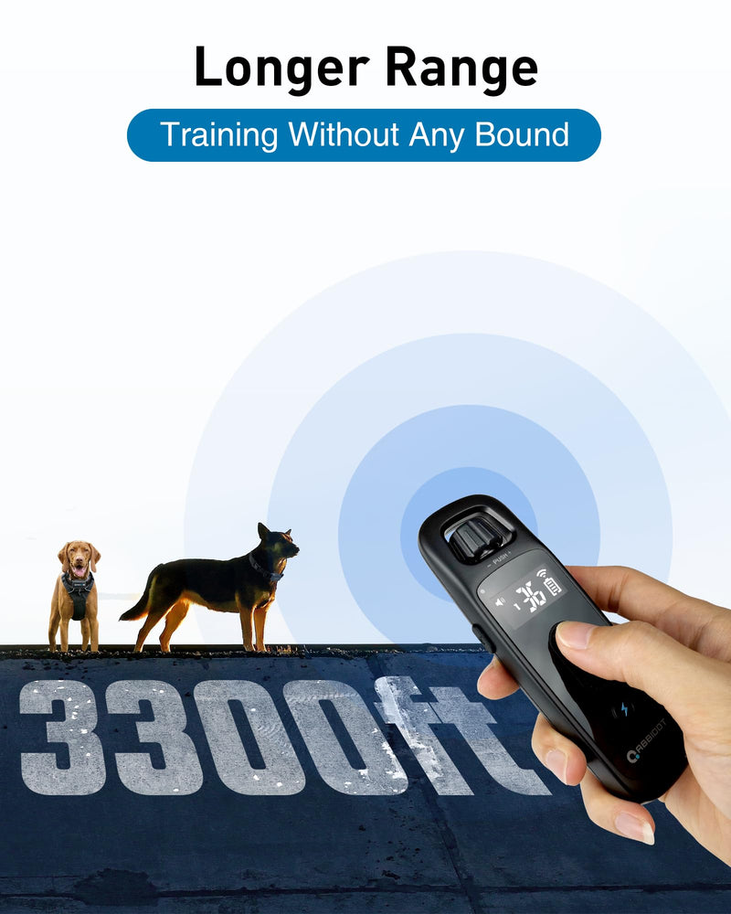 ABBIDOT Dog Shock Collar, 3300 FT Dog Training Collar with Remote, IPX7 Waterproof with 4 Training Modes, Rechargeable E-Collar for Small Medium Large Dogs (5-120 lbs) 1 Collar Pure Black - PawsPlanet Australia