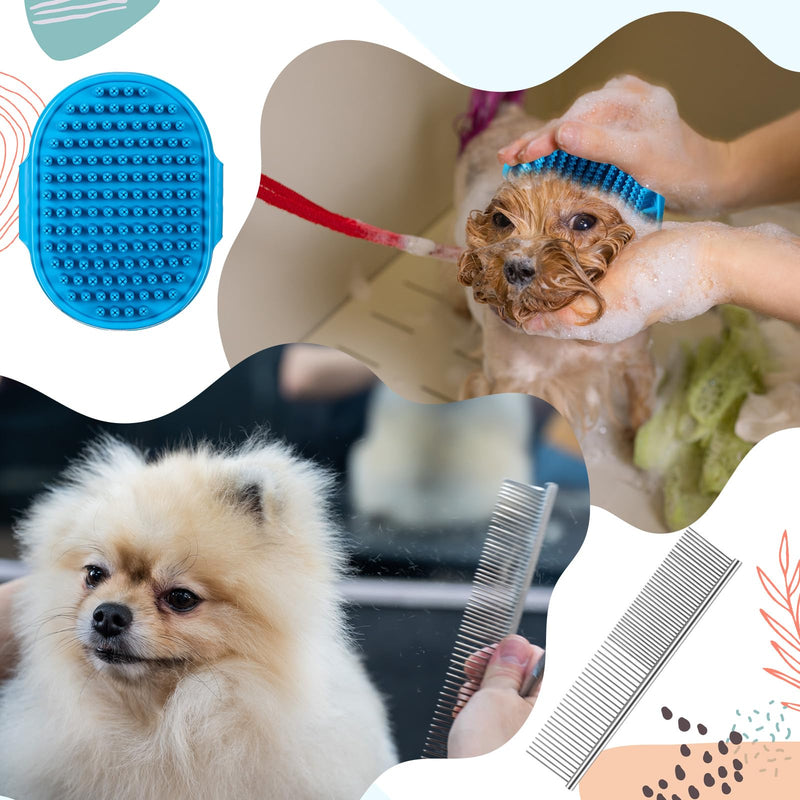 Baderke 6 Pcs Dog Grooming Set with Dog Bathing Leash with Suction Cup, Pin Comb, Straight Comb, Nail Clippers Set, and Bath Brush for Pet Bathing Shower Grooming - PawsPlanet Australia