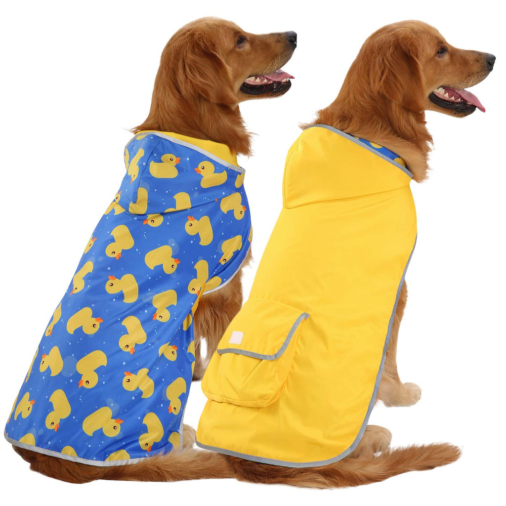 HDE Reversible Dog Raincoat Hooded Slicker Poncho Rain Coat Jacket for Small Medium Large Dogs Ducks Yellow - XL X-Large Ducks / Yellow