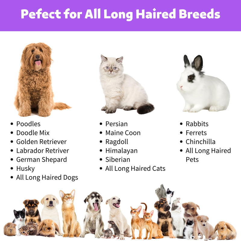 2 in 1 Dogs Cats Dematting Grooming Comb, Perfect Deshedding Undercoat Rake for Poodle & Goldendoodle, Efficiently Detangling Shedding Loose Hair & Matted Fur, All Long Haired Pet (Dark) Dark Walnut