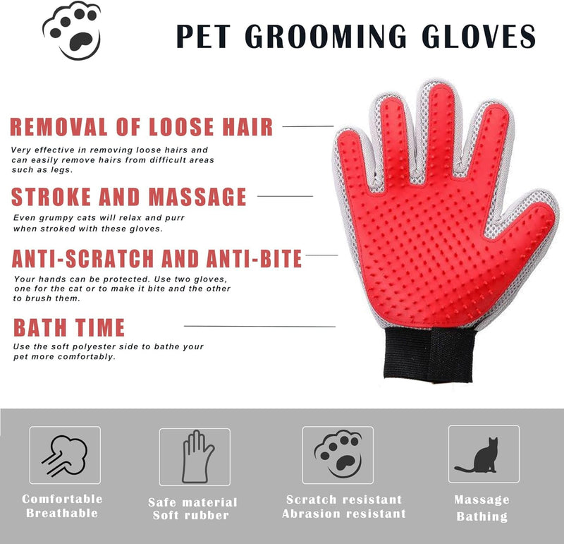 Marchul Upgrade Efficient Pet Hair Remover Gloves: Gentle Shedding Brushes for Dogs, Cats & Horses with Long and Short Hair, 1 Pair L - PawsPlanet Australia