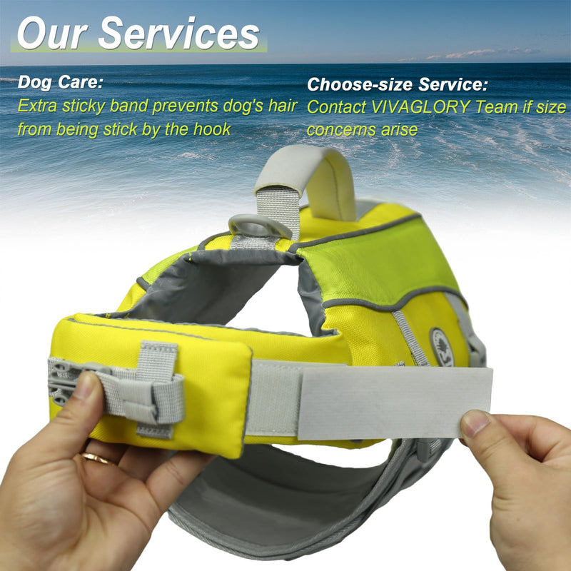 VIVAGLORY Dog Life Jacket with Removable Front Float, Life Vest with Reflective Trims & Extra Padding for Swimming & Boating, Yellow Grey, M M: 21-25 inch (Ribcage Girth) - PawsPlanet Australia