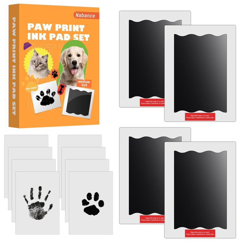 Nabance Baby Hand and Footprint Kit, Paw Print Kit for Dog Cats, 4 Inkless Print Pads, 8 Imprint Cards, Nose Print Stamp Pad for Dogs, Clean Touch Baby Footprint Kit, Pet Paw Ink Pad Family Keepsake 4-Pack Black