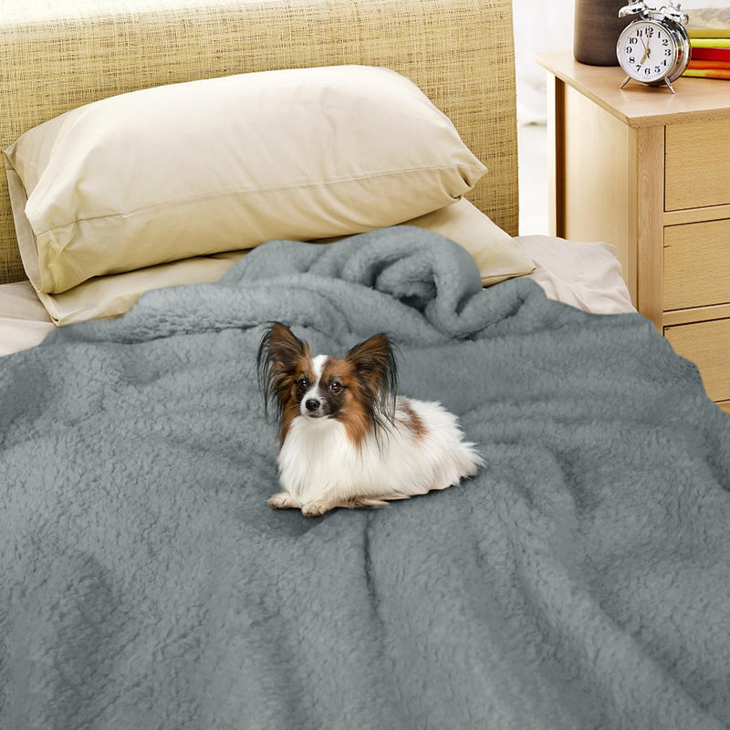 furrybaby Dog Blanket Soft Dog Blankets for Large Dogs Puppy Essentials Washable Sherpa Fleece Cat Blanket 40x47 Inches for Bed Furniture Couch Sofa (Large, Grey) Grey Blanket 40x47in (pack of 1) - PawsPlanet Australia