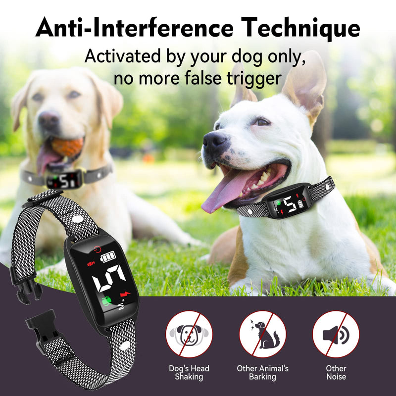 Anti Barking Training Collar - Beep Vibration Shock, Rechargeable, 5 Adjustable Sensitivity, Smart Bark Collar for Large, Medium, Small Dogs Gray
