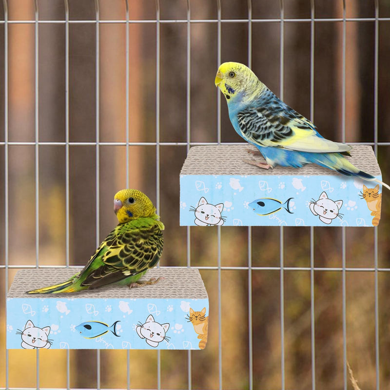 2 PCS Bird Chew Toy Parrot Cage Perch Cardboard Platform Bird Paw Grinding Stand for Cage Birds Resting Platform Stand Parrot Playground Exercise Toys ParakeetsCage Accessories - PawsPlanet Australia
