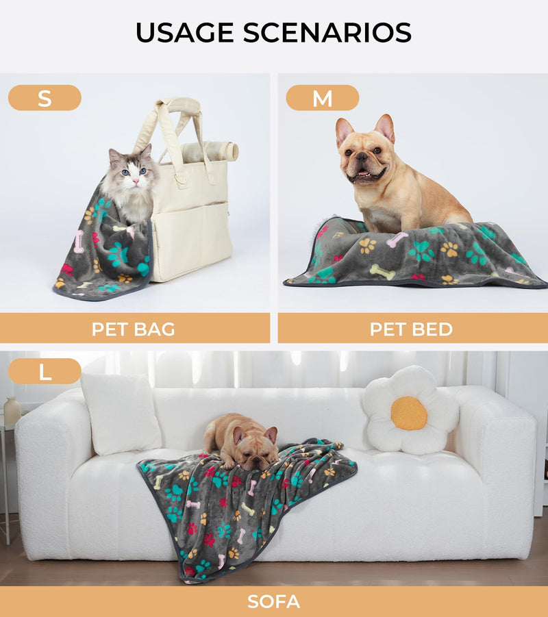 Luciphia 1 Pack 3 Blankets Fluffy Premium Fleece Pet Blanket Flannel Paw Bone Printed Throw for Dog Cat(Medium 30"x20", Grey) 30x20 inch (Pack of 3) Grey Bone - PawsPlanet Australia