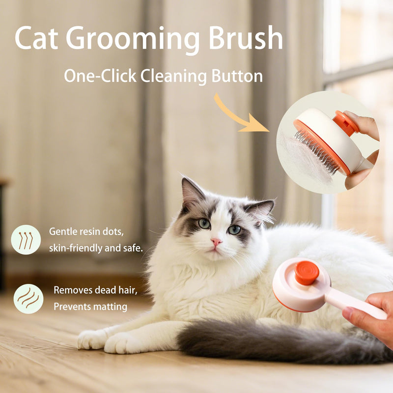 Cat grooming kit,5pcs Deshedding Brush for Cat with Kitten Nail Clipper,Cat Brush,Flea Comb and Bath Brush,Suitable for Short and Long Haired Cats,Indoor Cats and Travel,Orange - PawsPlanet Australia
