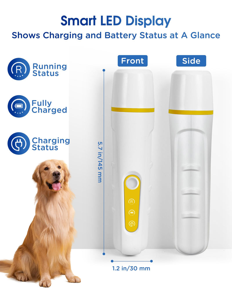 Dog Nail Grinder with Enhanced LED Light – Super Quiet, 2-Speed, USB-C Rechargeable, LED Smart Display, 3 Grinding Options, Pet Nail Trimmer for Dogs Cats and All Pet Sizes - PawsPlanet Australia