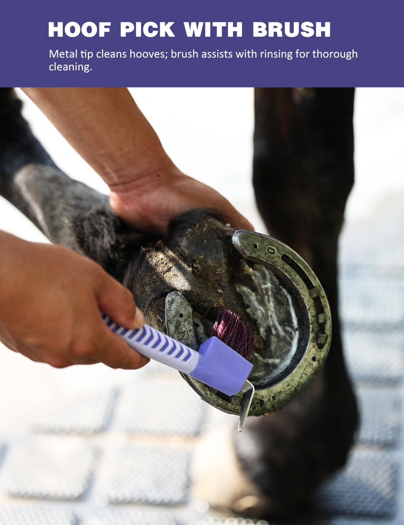 9PCS Horse Grooming Kit Curry Comb Sweat Scraper Horse Bathing Supplies Grooming Tools with Storage Bag Sugar Taro - PawsPlanet Australia