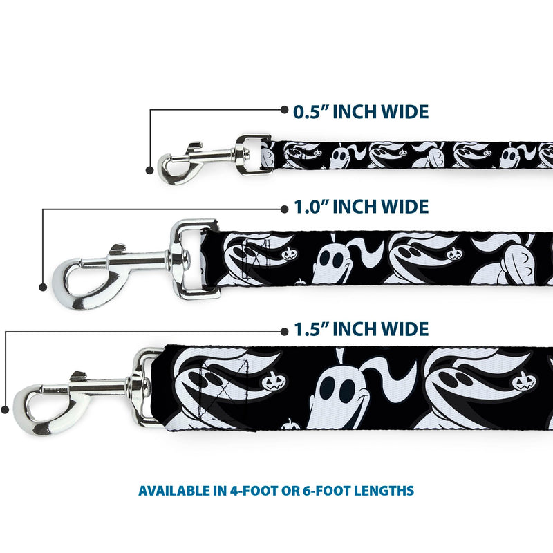 Disney Pet Leash, Dog Leash, Nightmare Before Christmas Zero Expressions Black White, 6 Feet Long 1.5 Inch Wide 6 Feet Long - 1.5" Wide