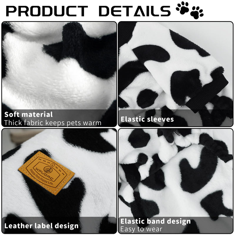 XPUDAC Cow Dog Sweater, Dog Winter Clothes for Small Medium Dogs Girl Boy Fleece Dog Pajamas for Winter Christmas, Medium Medium(Chest-16.5") - PawsPlanet Australia