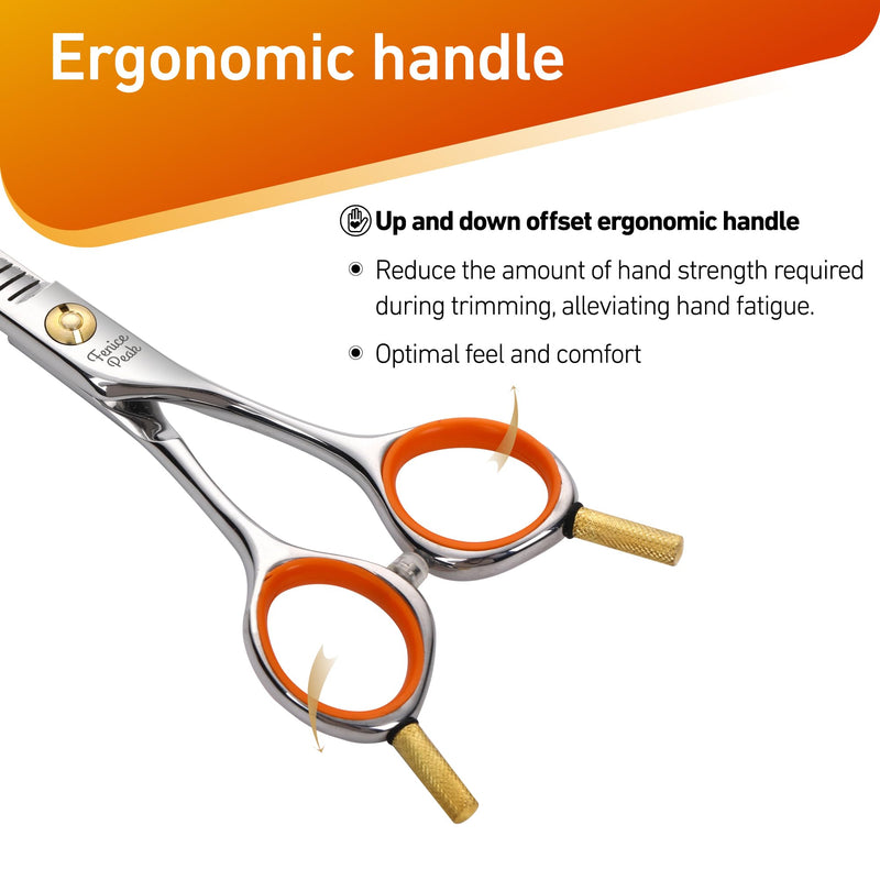 Fenice Peak 5'' Small Thinning Scissors Lightweight Dog and Cat Grooming Scissors with Safety Round Tip JP440C Stainless Steel Sharp Blades for Body Facial Nose Ear and Paw Hair Easy Use Thinner 5" - PawsPlanet Australia