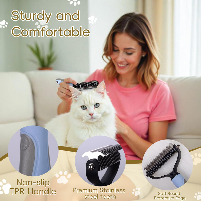 Premium Pet Grooming Kit for Cats & Dogs - Includes 2 Knotting Combs, 1 Shedding Comb & 1 Double-Sided Comb, Detangling & Deshedding Cat Grooming Kit Pet Grooming Tool Kit