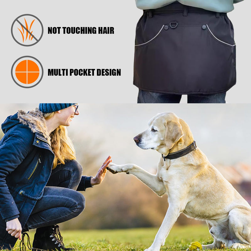 Dog Trainer Apron with Multi Pockets and Waist Strap Adjustable Dog Training Pant Waterproof Dog Training Shorts Dog Handler Clothing for Outdoor Training Activities Black M Black-M