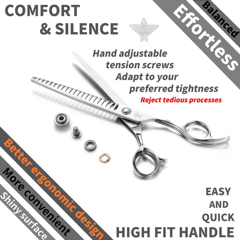 High-end Professional Dog Grooming Thinning Scissors Teeth Cutting Blending Shears Pet Texturizing Shears 7.5 Inch Extremely Very Sharp Stainless Steel Alloy For Cat Other Animals Groomer Thinning Shears 7.5inch - PawsPlanet Australia