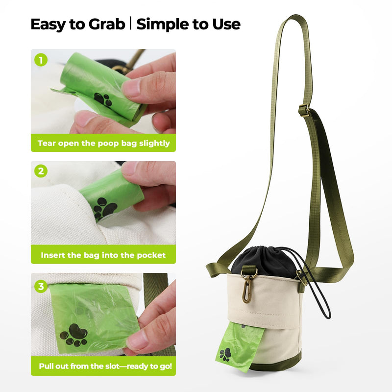 Dog Poop Bag Holder, Pet Waste Bag Dispenser with Water Bottle Pocket, Drawstring Storage for Phone Treats Wallet, Adjustable Strap & Key Hook, Pooper Bag Carrier for Dog Walking - PawsPlanet Australia
