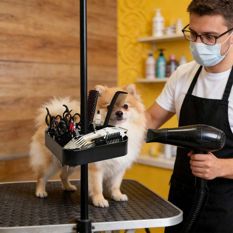 Rotatable Pet Grooming Tools Holder, Portable ABS Plastic Grooming Table Arm Organizer, Durable Pet Shop Hairdressing Storage Rack, Practical Groomer Organization for Scissors Combs Clips - PawsPlanet Australia