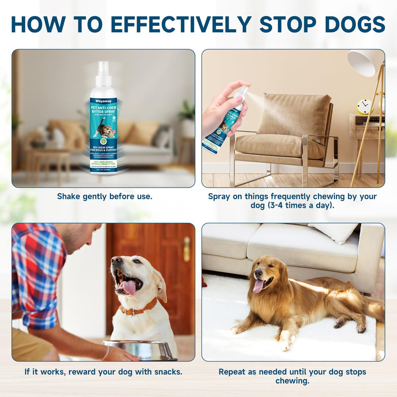 No Chew Spray for Dogs, 200ML Bitter Apple Spray for Dogs to Stop Chewing Carpet, Furniture, Shoes, Plants, Effective Dog Deterrent Spray, Dog Training Anti Chew Spray for Dogs Puppies