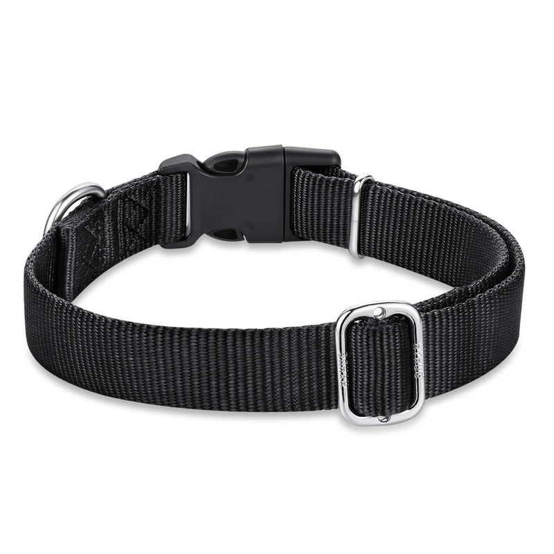 Hyhug Medium Dog Collar, Black:Heavy-Duty Quick-Release Nylon Buckle, Adjustable & Durable, Cute Dog Collar (Medium, Black)