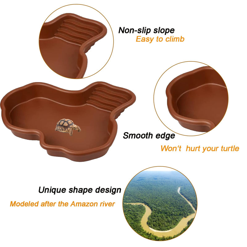 3PCS Tortoise Food Dish with Ramp Leaf Tortoise Food Water Bowls Reptile Food Water Bowls Amphibians Habitat Accessories for Horned Frogs Lizards Fit for Bath - PawsPlanet Australia