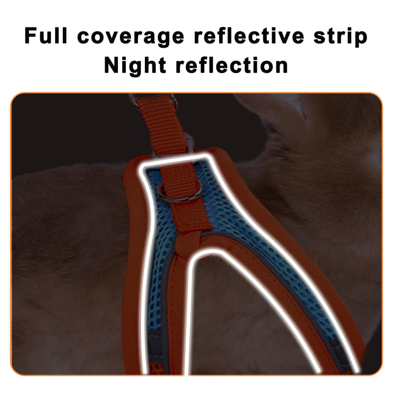 2 Pack Rabbit Harness and Leash Set, Double Buckle Bunny Harness with Reflective Strips Soft Breathable Mesh Vest Harness for Rabbits Walks Accessories XXS Orange and Green