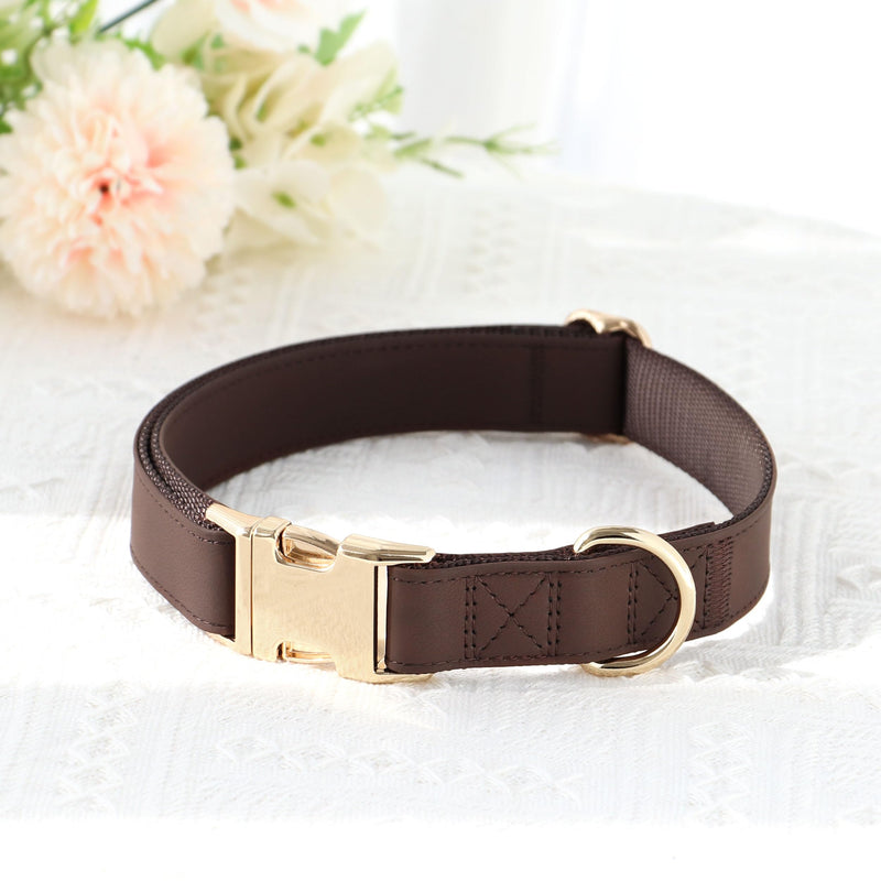 PET ARTIST PU Leather Dog Collar, Bright & Stylish Brown Dog Collar with Quick Release Gold Metal Buckle, Soft Nylon Padded Durable Pet Collars Adjustable for Small Dogs, Neck Fit 9-14" S: Fit 9-14" Neck(10-20 lbs)