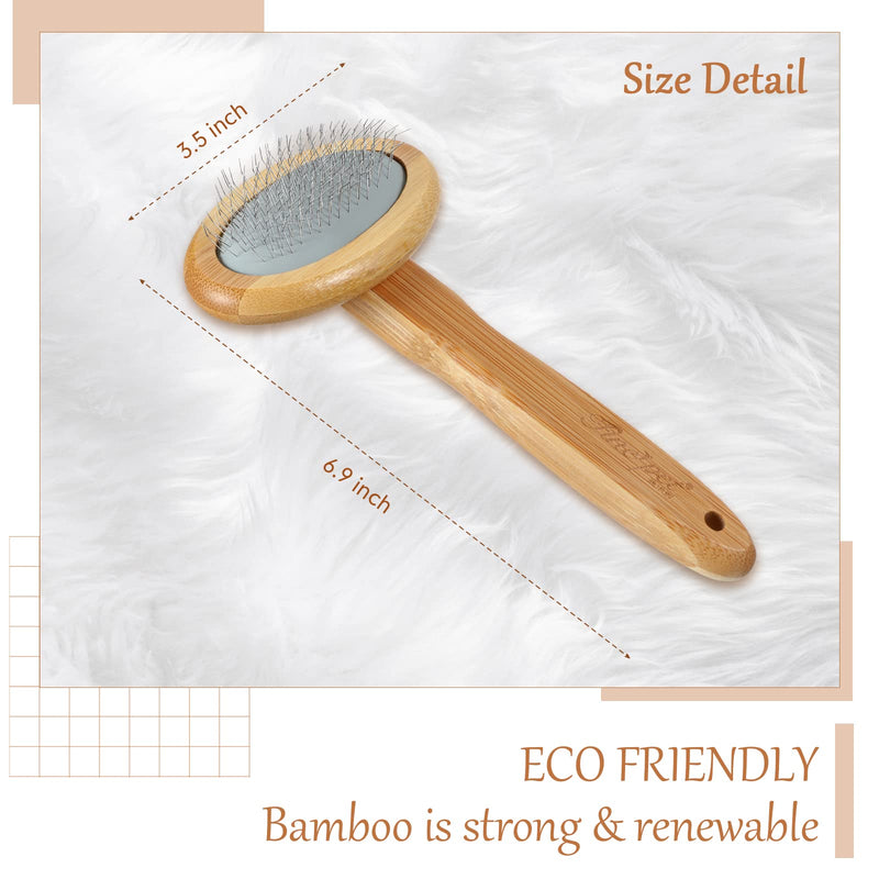 Sheepskin Wool Brush Stainless Steel Pins Bamboo Slicker Carding Rug Comb Macrame Brush Fur Brushes Wool Carding Brushes with Long Prongs for Unmat Fur Rugs Pillows Short Hair Pet Grooming Deshedding - PawsPlanet Australia