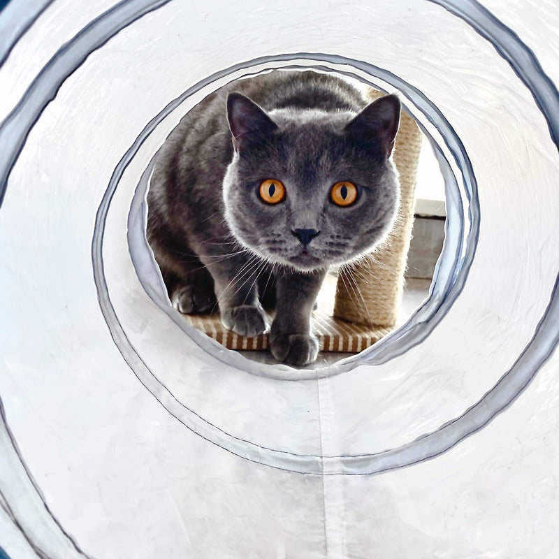zhl Cat Toys Cat Tunnel and Cat Cube Pop Up Collapsible Kitten Indoor Outdoor Toys-Collapsible 3 Way or 1wayCat Tube- for Cat, Puppy, Kitty, Kitten, Rabbit white - PawsPlanet Australia