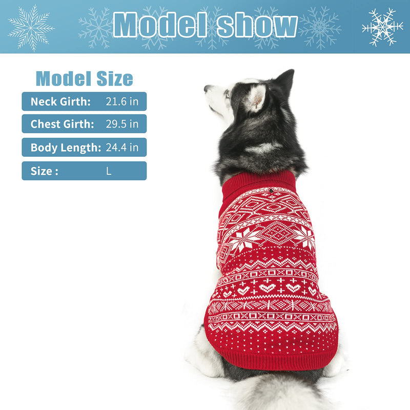 HOMIMP Dog Sweater Argyle - Warm Sweater Winter Clothes Puppy Soft Coat, Ugly Dog Sweater for Small Medium and Large Dogs, Pet Clothing Boy Girl Red