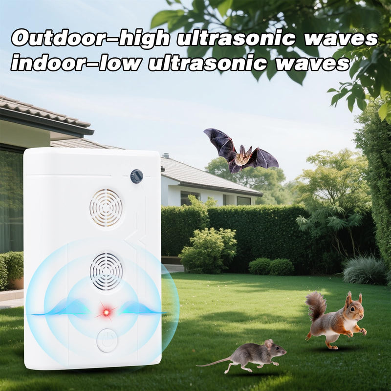4 Pack Upgraded Bat Repellent Deterrent Devices for Attic, Ultrasonic Bat Repellent for Indoor Use, Plug in Bats Deterrent System Keeps Bats Away from Attics, Farms and Warehouses White 4