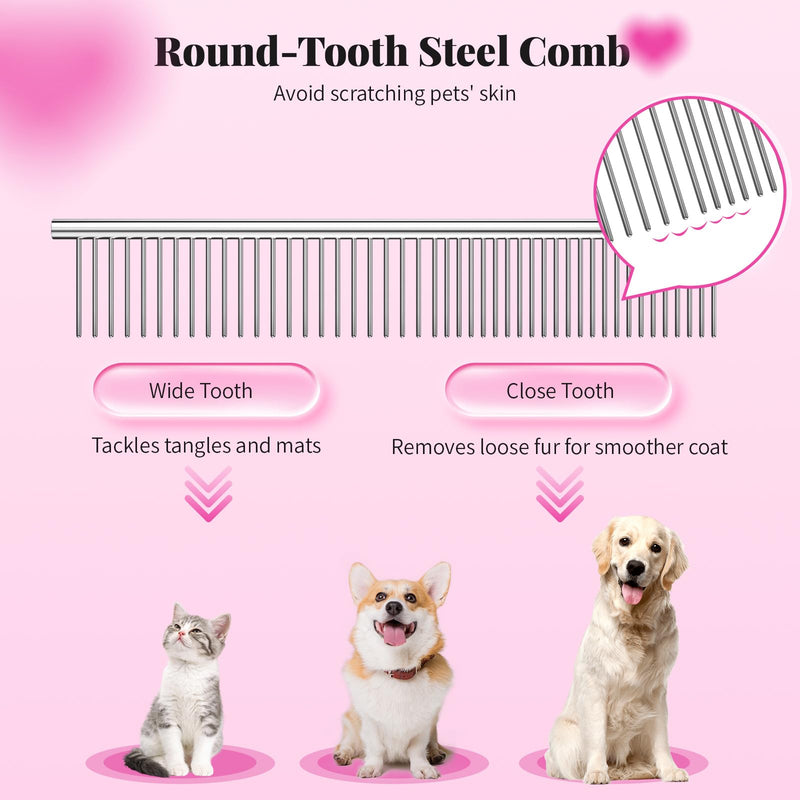 Pawaboo 5-Piece Professional Dog Grooming Scissors Set, Pink, Japanese Style, Stainless Steel with Titanium Coating