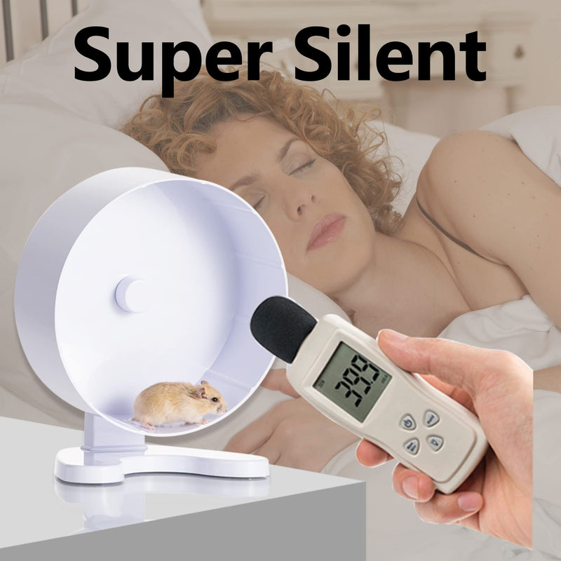 Super Silent Hamster Wheel, 8.5 Inches Small Animal Exercise Wheel for Gerbil, Syrian & Dwarf, Chinchilla Wheel with Stable Stand, White - PawsPlanet Australia