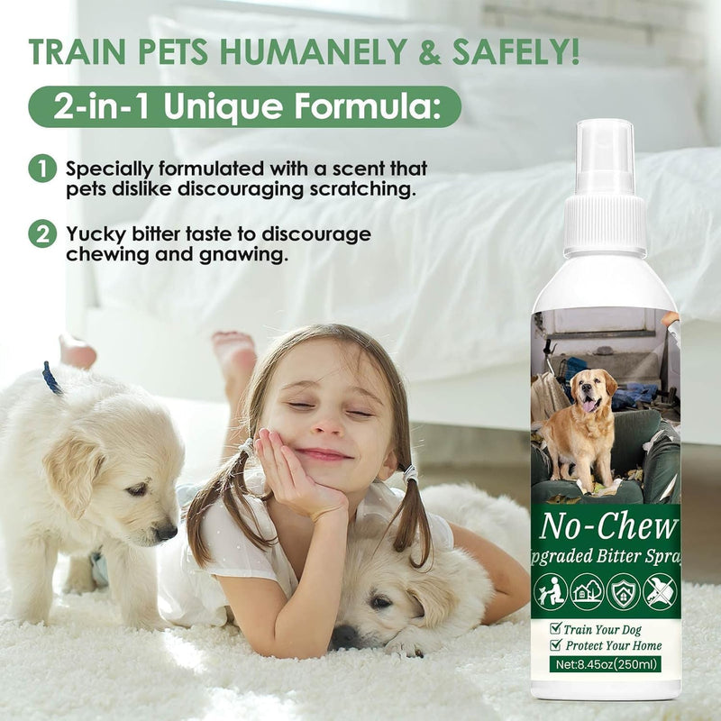 250ml No Chew Spray for Dogs, Bitter Apple Spray for Dogs Stop Chewing Licking of Furniture, Shoes, Bandages, Effective Indoor/Outdoor Dog Anti Chew Deterrent Training & Behavior Aids - PawsPlanet Australia