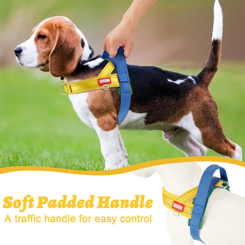 Yellow Dog Harness Escape Proof No Pull Soft Padded Lightweight Vest Medium Sized Dog - Reflective No Choke Harness with Front Clip, Adjustable Step in Breathable Mesh Harness, L Large Yellow - PawsPlanet Australia