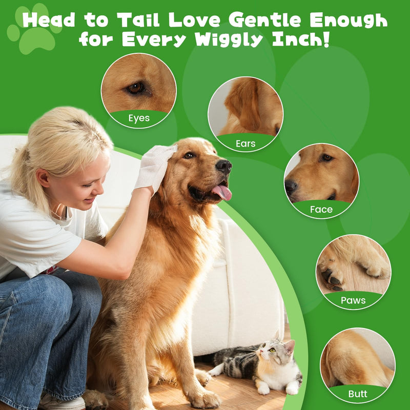 Pet Glove Wipes for Dogs & Cats,Shedding Control, Dander Removal & Paw Cleaning,Reusable Dry Wash Mitt for Daily Use, Travel Essentials for Pets - PawsPlanet Australia