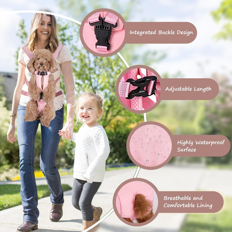 Pet Carrier Backpack, Adjustable Front Dog Carrier, Legs Out Dog Chest Carrier, Waterproof Dog Back Pack for Small Medium Dogs Cats Puppies and Rabbits Hiking Camping (Pink, Medium) Pink - PawsPlanet Australia