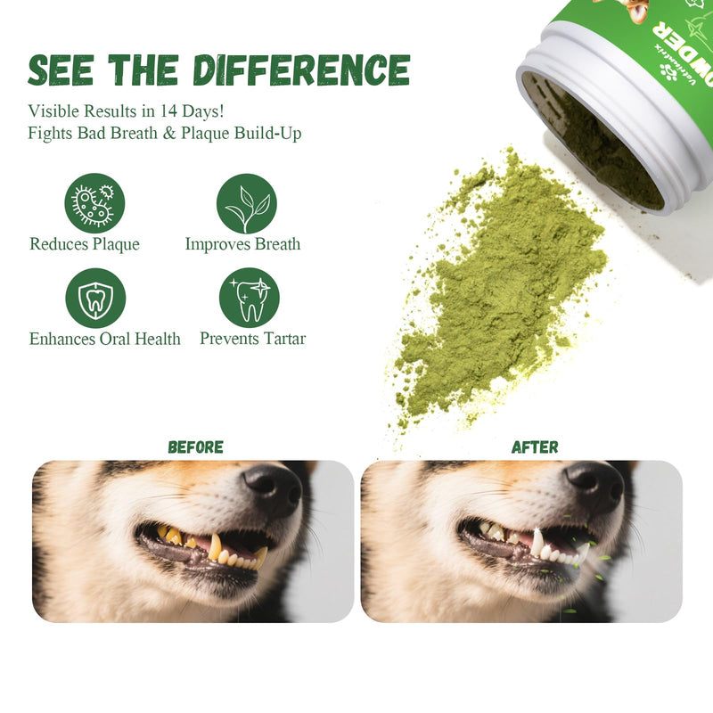 Dog Dental Powder, 200g Dental Powder for Dogs Teeth Cleaning and Breath Fresh, Dog Teeth Cleaning Powder with Natural Plants Ingredients and Postbiotics - PawsPlanet Australia