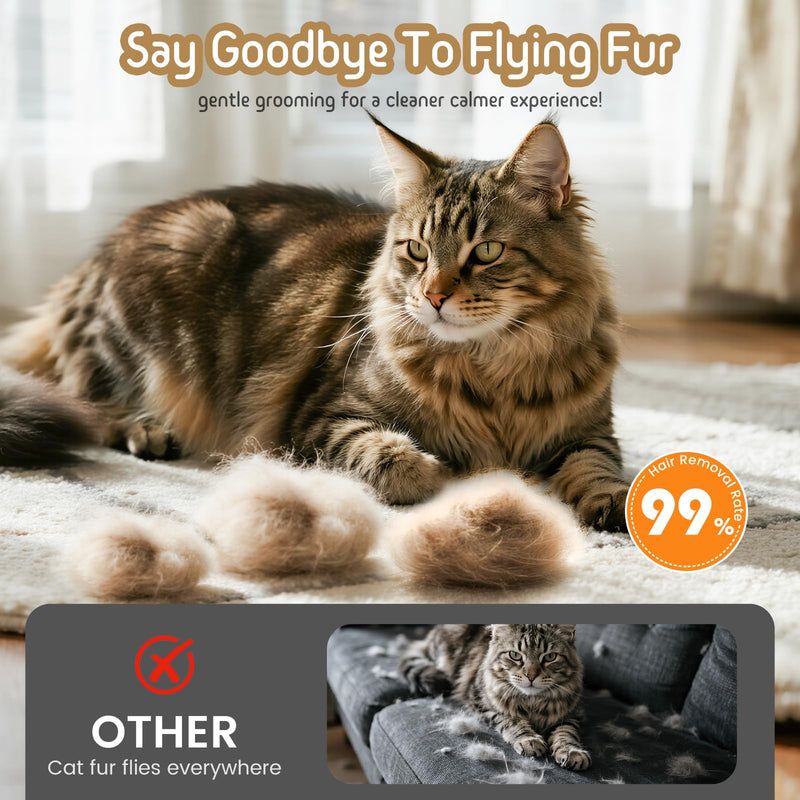 Dog & Cat Brush for Shedding, 2 in 1 Self Cleaning Deshedding Brush with Adjustable Bristle Length & Dematting Comb, Skin Friendly Grooming Tool for Long & Medium-Long Hair Pets Gray - PawsPlanet Australia