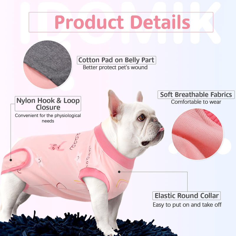 IDOMIK Recovery Suit for Dogs After Surgery, Soft Dog Surgery Suit for Female Dogs Cats, Small Medium Dog Onesie for Female Spay Surgery, Dog Cone Alternative Anti-Licking Abdominal Wound S(Chest Girth:15.75"-18.90") A-Pink cartoon - PawsPlanet Australia