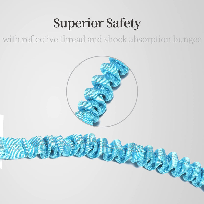 iYoShop Double Dog Leash with Three Extra Traffic Handles, 360 Swivel No Tangle Dual Dog Walking Leash, Comfortable Shock Absorbing Reflective Bungee for Two Dogs(15-120 lbs, Blue) Weight (15~120 lbs.)