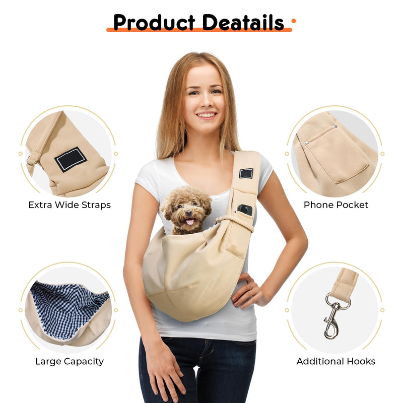 Sling Carrier for Small Pets, Hands Free Cat Sling, Reducing Back Neck Pain Anti-Anxiety Dog Front, Adjustable Soft Dog Carrying (Ivory) Grey - PawsPlanet Australia