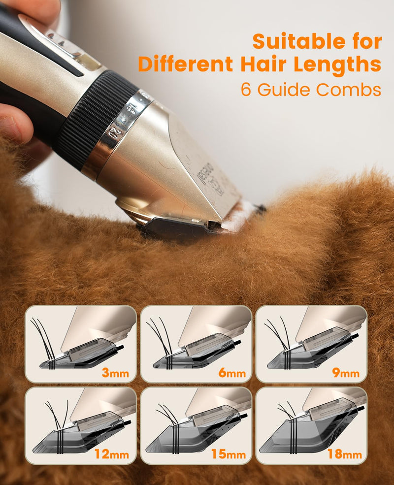 oneisall Dog Clippers and Paw Trimmer Kit 2 in 1 Low Noise Cordless Dog Clippers for Grooming Pet Hair Trimmers for Small and Large Dogs Cats Animals Gold - PawsPlanet Australia
