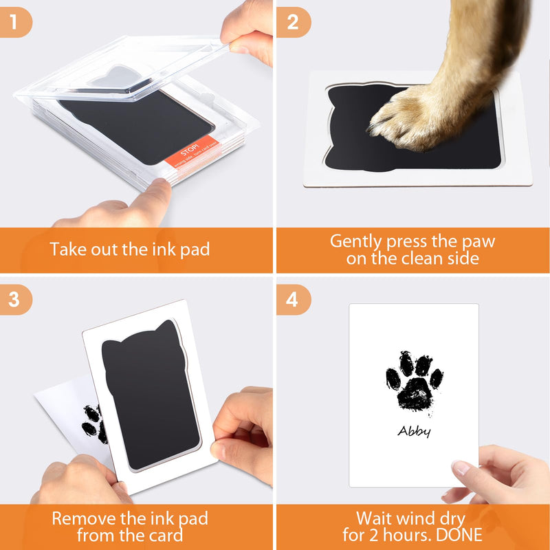 Nabance Paw Print Kit for Dog Cats, Pet Paw Print Impression Kit, 4 Inkless Print Pads, 8 Imprint Cards, Nose Print Stamp Pad for Dogs, Clean Touch Pet Footprint Kit, Pet Paw Ink Pad Family Keepsake 4-Pack Black-Pet Shape - PawsPlanet Australia